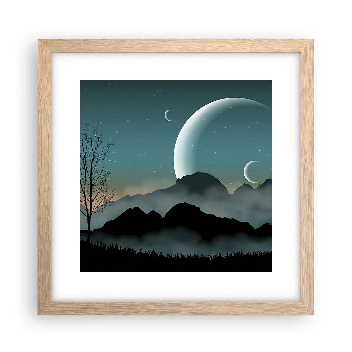 Affiche dans un chêne clair - Poster - Carnaval de la nuit étoilée - 30x30 cm