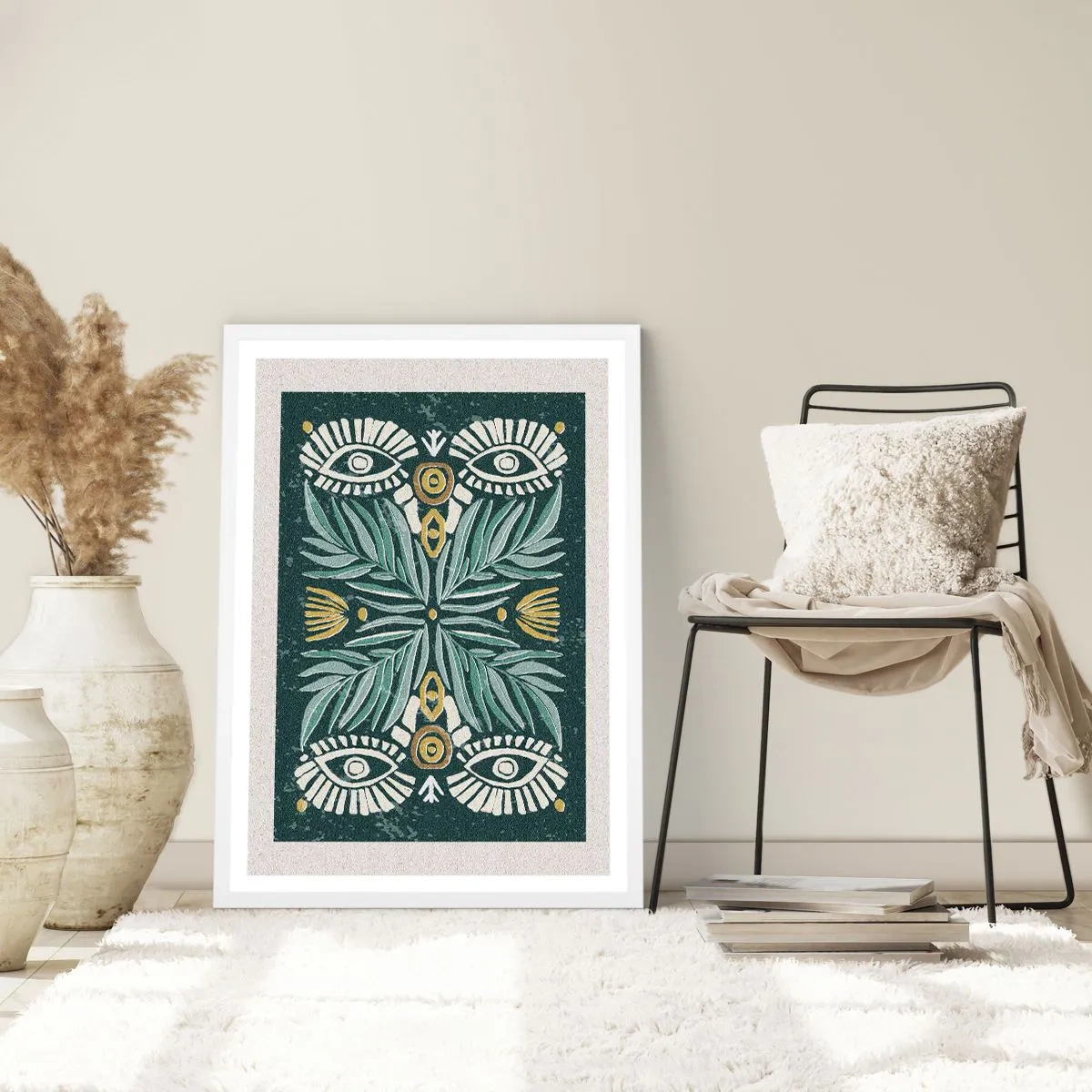 Affiche dans un cadre blanc - Poster - Comme une découpe folklorique - 61x91 cm