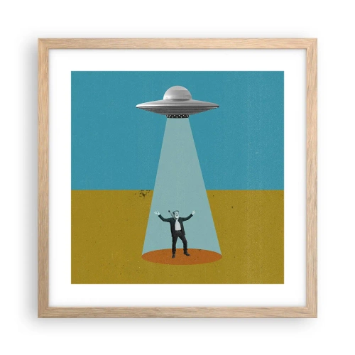 Affiche dans un chêne clair - Poster - Rencontre proche - 40x40 cm