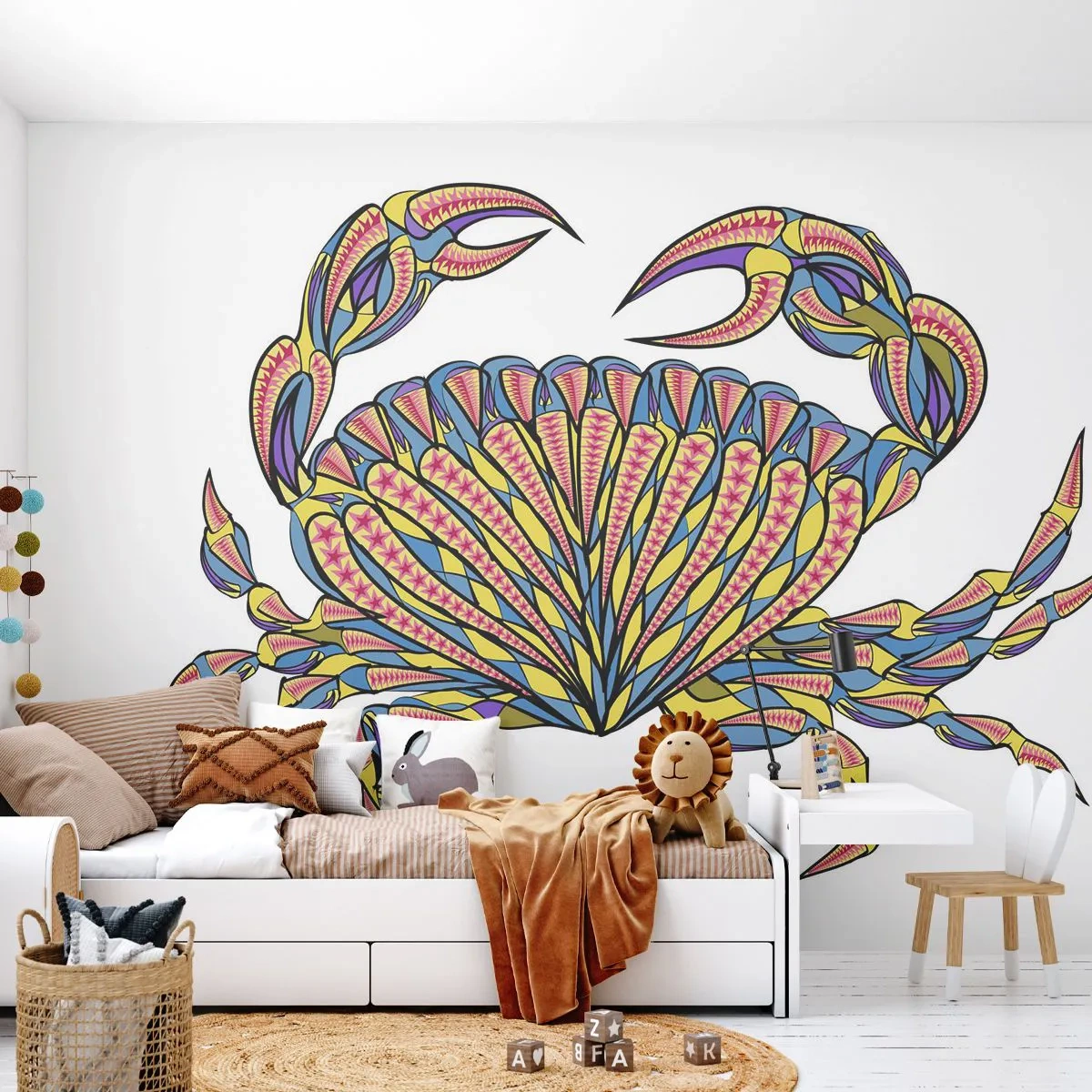 Papier Peint Photo Premium Sand - Bijoux de la mer - Crabe, Pour les enfants, Graphique - 350x256 cm