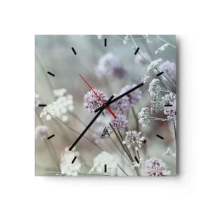Horloge murale - Pendule murale - Fleurs délicates aux tons pastel - 30x30cm - Herbes douces en filigrane - Décoration murale moderne pour le salon et la chambre ARTTOR