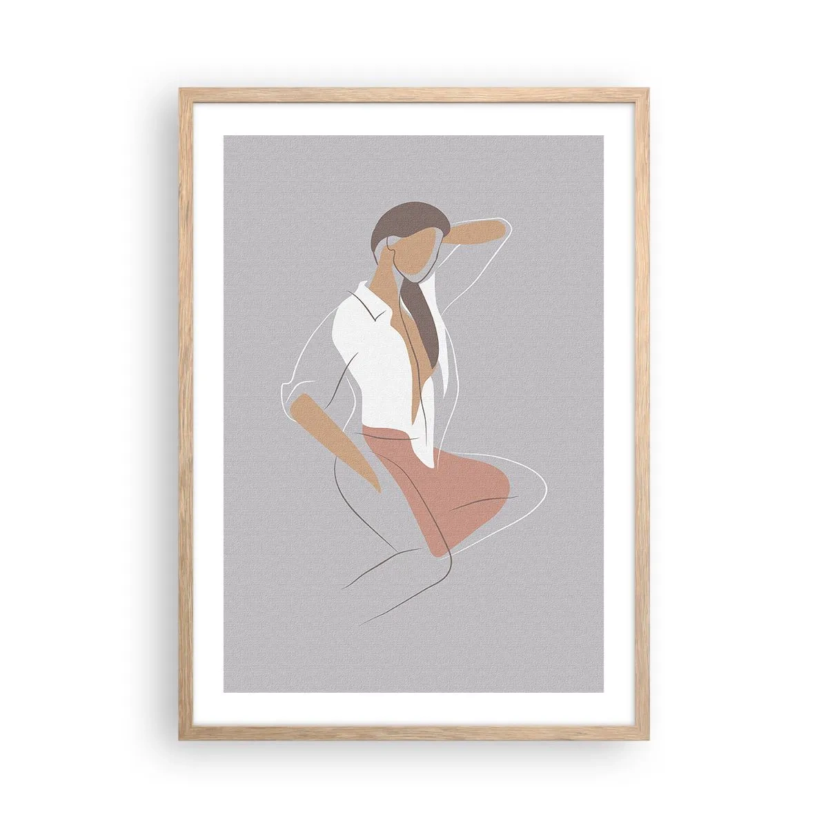 Affiche dans un chêne clair - Poster - Contour gracieux - 50x70 cm