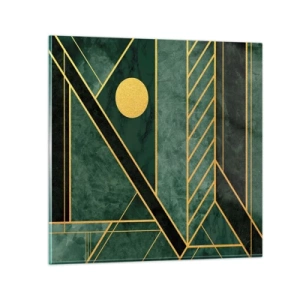 Impression sur verre - Image sur verre - Dynamique or et azur - 70x70 cm