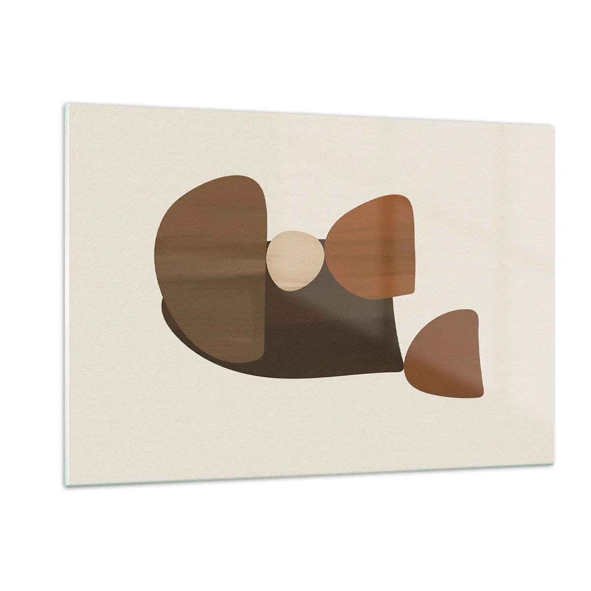 Impression sur verre - Image sur verre - Composition abstraite dans les tons marron et beige - 120x80cm - Composition de marrons - Décoration murale moderne pour le salon et la chambre ARTTOR