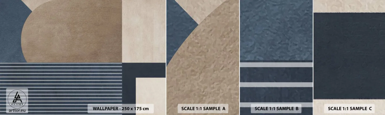 Échantillon De Papier Peint Standard Eco - Composition simple et en rondeur - Minimalisme, Abstraction, Morceau - 100x30 cm