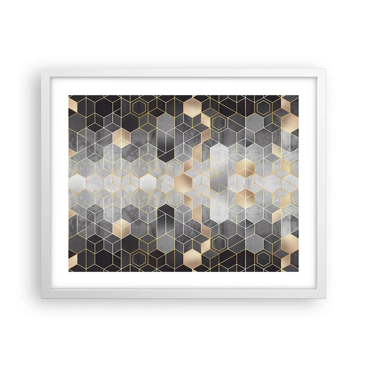 Affiche dans un cadre blanc - Poster - Composition de diamants - 50x40 cm