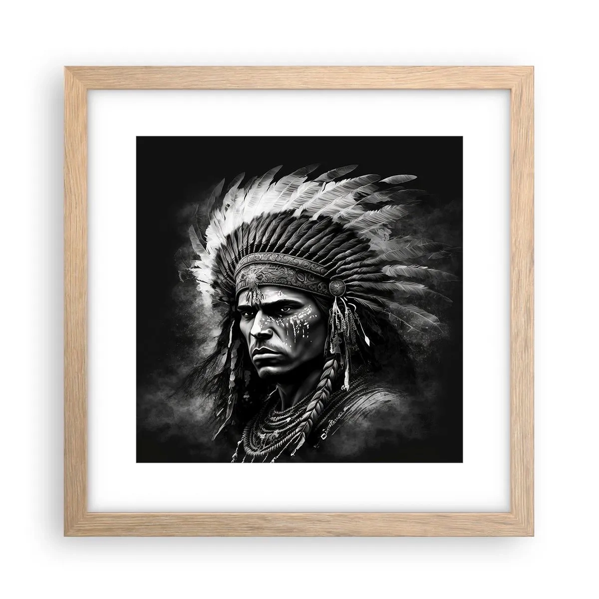 Affiche dans un chêne clair - Poster - Un leader et un guerrier - 30x30 cm