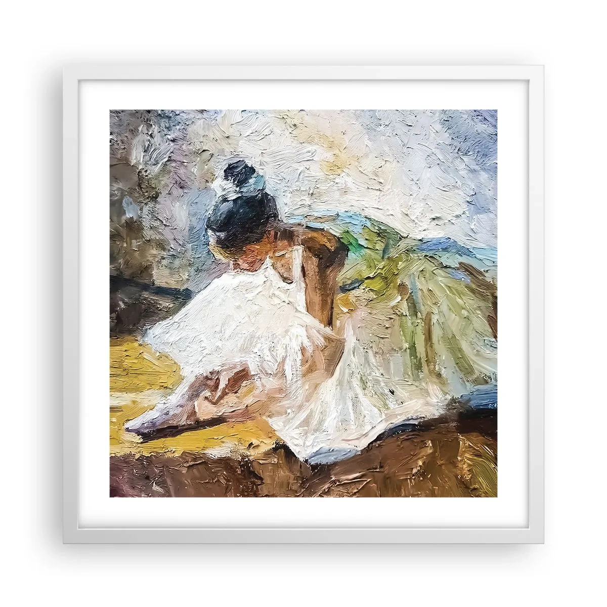 Affiche dans un cadre blanc - Poster - D'après un tableau de Degas - 50x50 cm