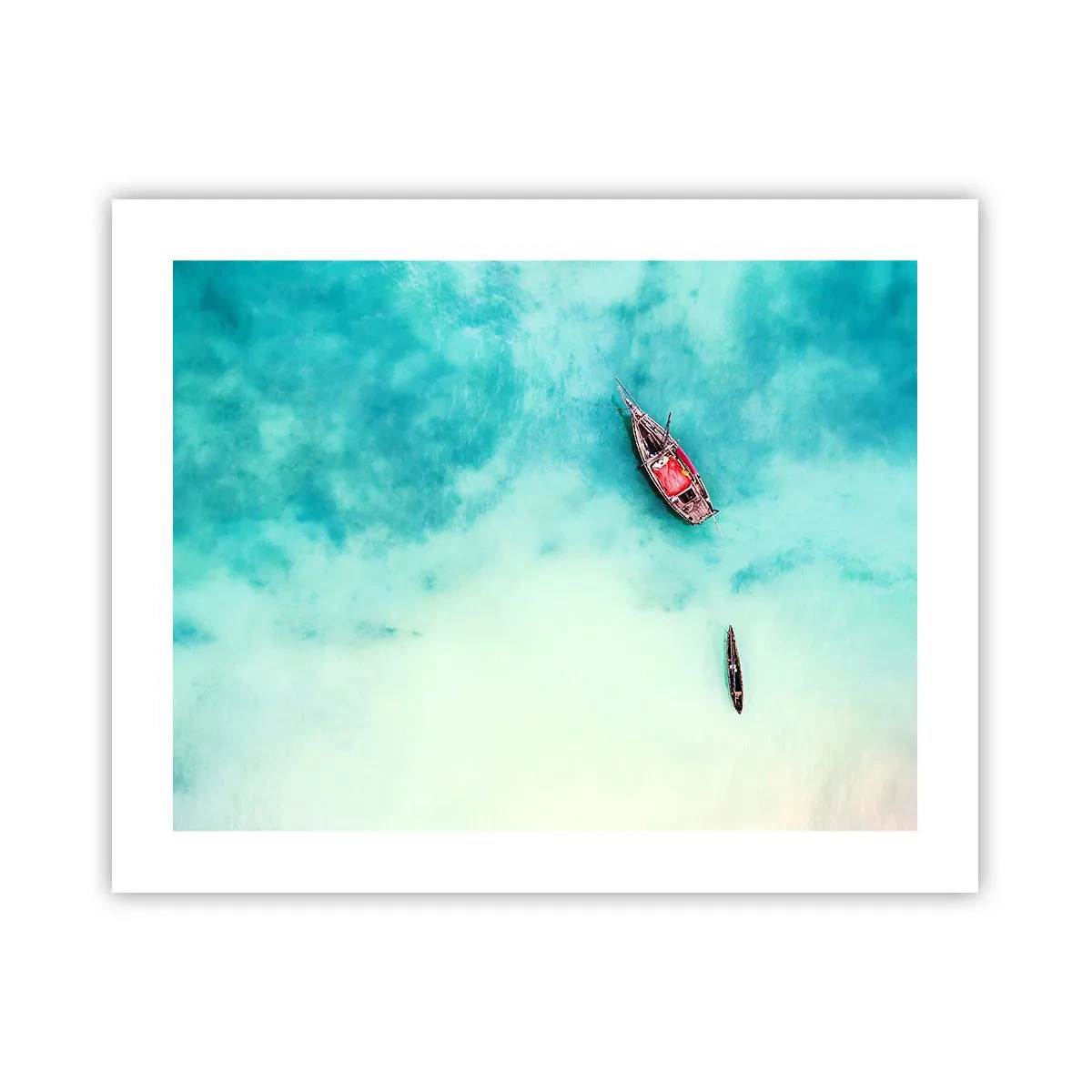 Affiche - Poster - Car sur les plages de Zanzibar, quand il y a un débordement d'eau... - 50x40 cm