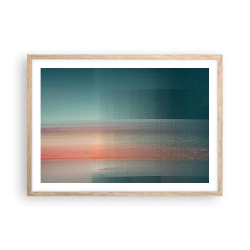 Affiche dans un chêne clair - Poster - Résumé : vagues de lumière - 70x50 cm