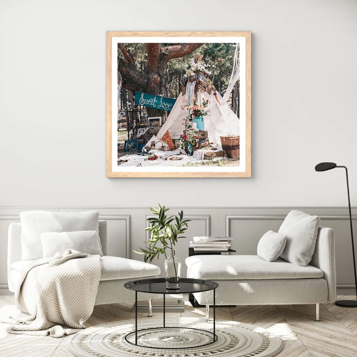 Affiche dans un chêne clair - Poster - Make love… - 50x50 cm