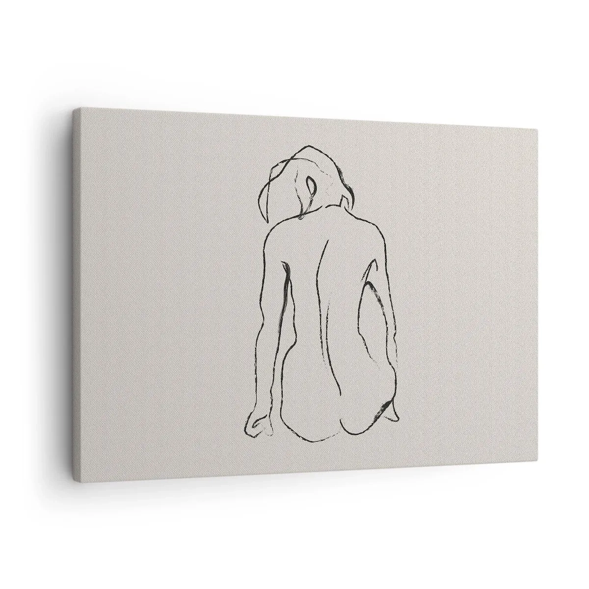 Impression sur toile - Image sur toile - Un croquis subtil de la silhouette d'une fille de dos - 70x50cm - Femme nue - Décoration murale moderne pour le salon et la chambre ARTTOR