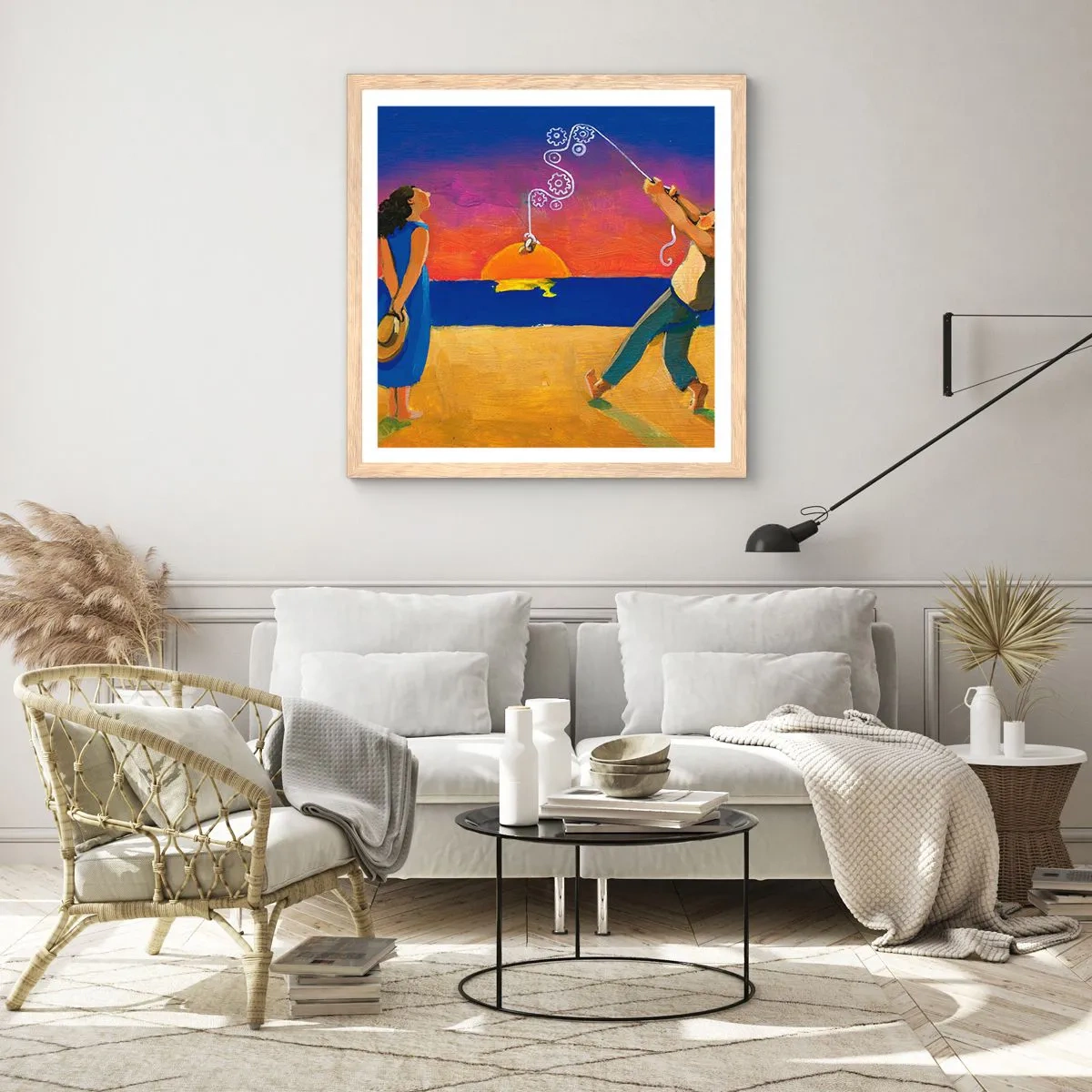 Affiche dans un chêne clair - Poster - Plus qu'une étoile dans le ciel - 60x60 cm