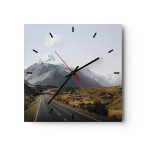 Horloge murale - Pendule murale - Une route dans les montagnes entourée d'un paysage pittoresque - 30x30cm - Chemin vers le coeur de la montagne - Décoration murale moderne pour le salon et la chambre ARTTOR