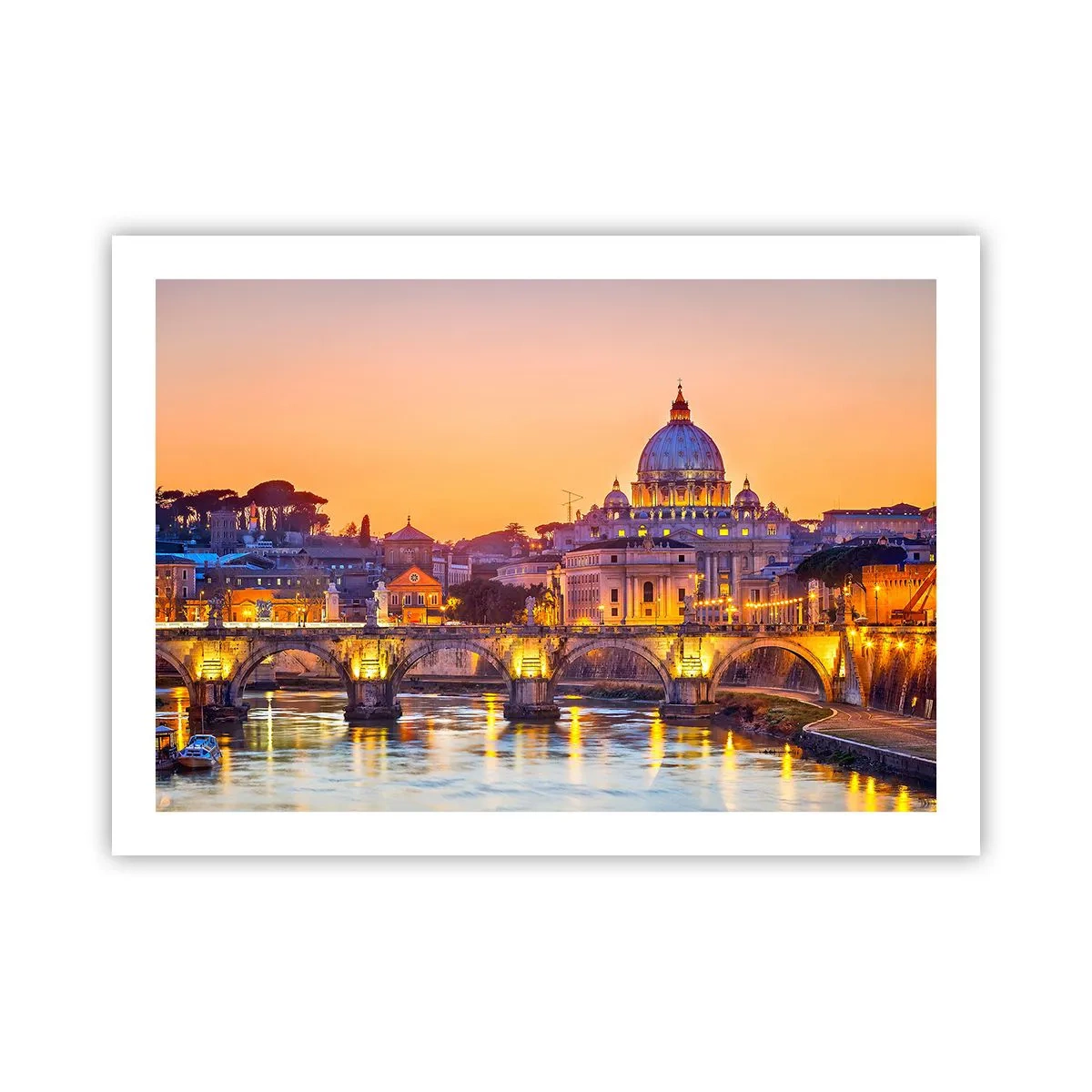 Affiche - Poster - Coucher de soleil sur la ville éternelle - 70x50 cm
