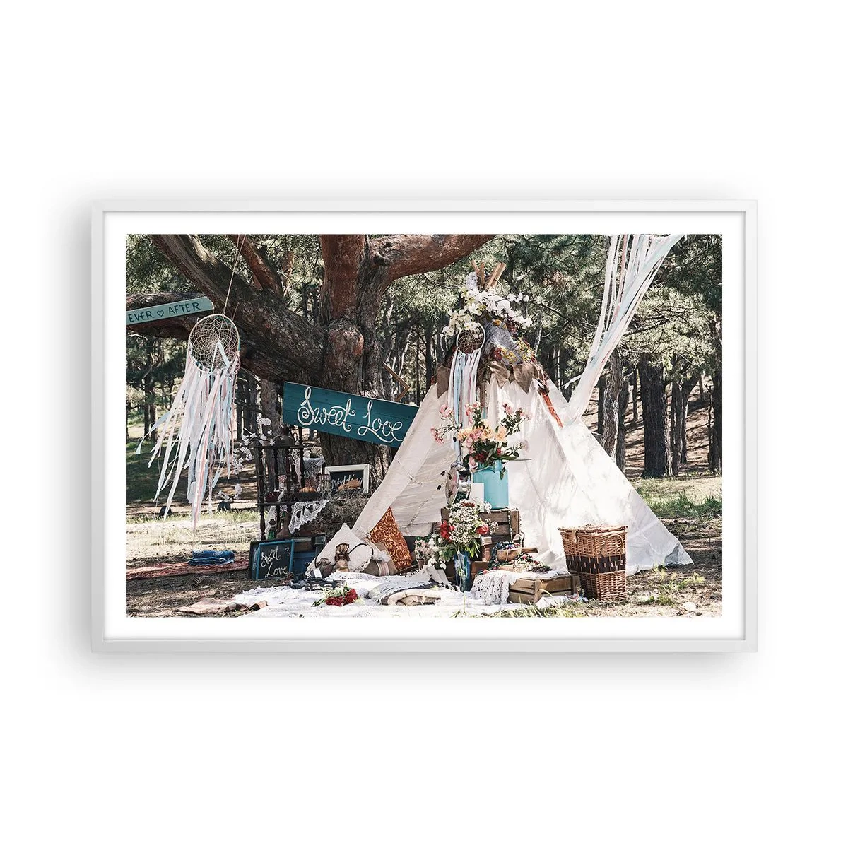 Affiche dans un cadre blanc - Poster - Make love… - 91x61 cm