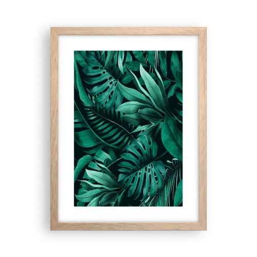 Affiche dans un chêne clair - Poster - Profondeur du vert tropical - 30x40 cm