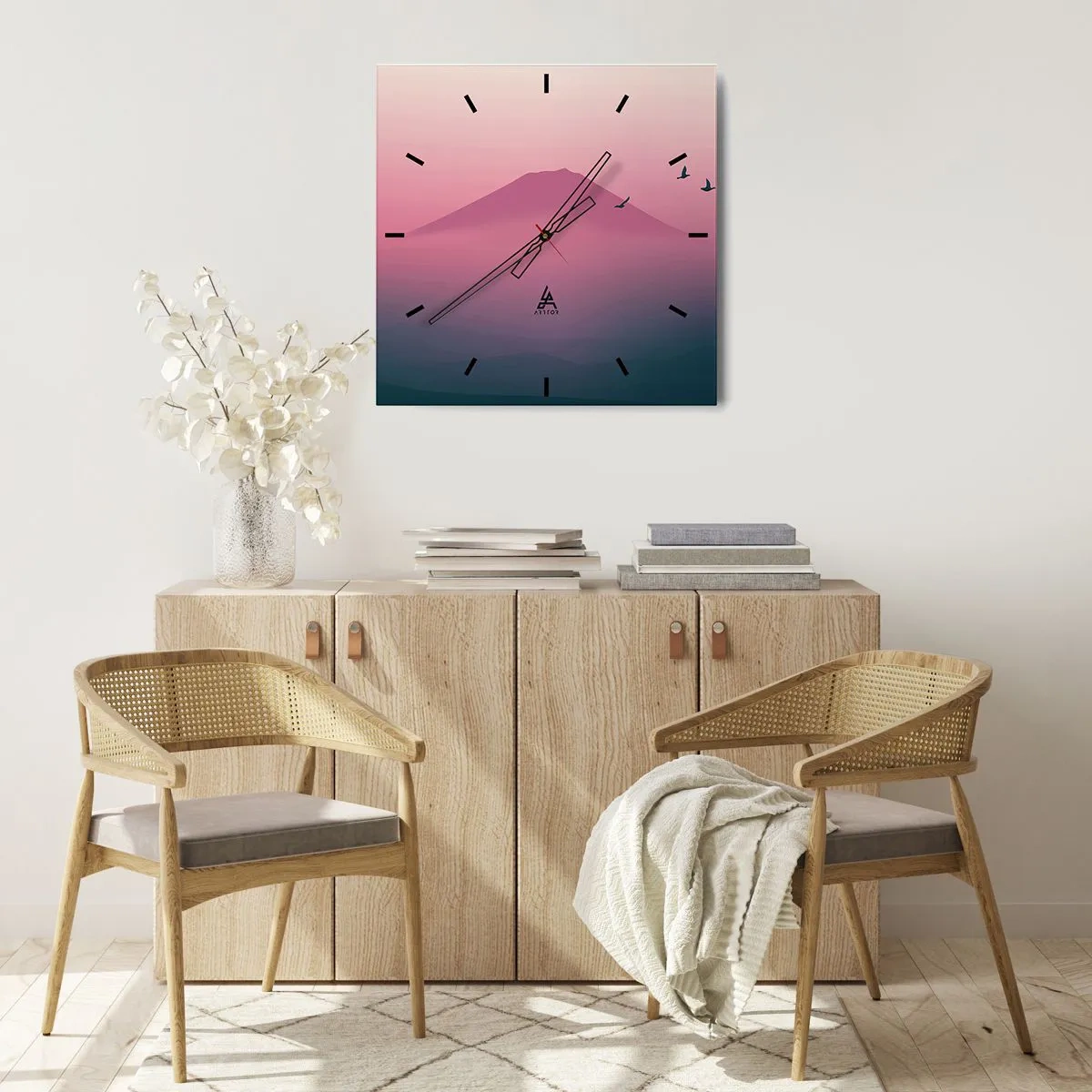 Horloge murale - Pendule murale - Des pèlerins au dessus des nuages - 40x40 cm