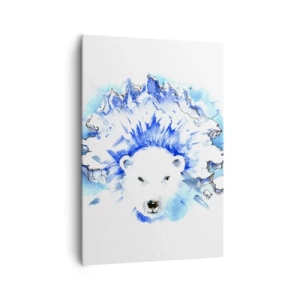 Impression sur toile - Image sur toile - Aquarelle artistique représentant un ours polaire avec un motif glacé - 70x100cm - Le roi de l'Arctique dans une couronne de glace - Décoration murale moderne pour le salon et la chambre ARTTOR