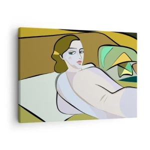 Impression sur toile - Image sur toile - Figure abstraite dans un style moderne - 70x50cm - Portrait intime - Décoration murale moderne pour le salon et la chambre ARTTOR