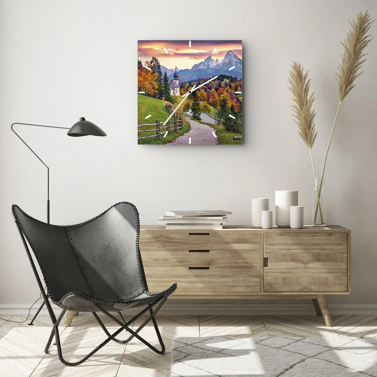 Horloge murale - Pendule murale - Paysage comme peind - 40x40 cm