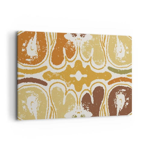 Impression sur toile - Image sur toile - Motifs abstraits chaleureux dans les tons jaunes et bruns - 100x70cm - Abstraction sentimentale - Décoration murale moderne pour le salon et la chambre ARTTOR