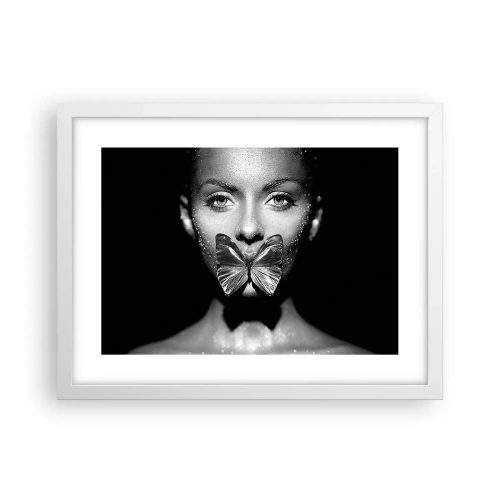 Affiche dans un cadre blanc - Poster - Baiser papillon - 40x30 cm