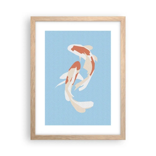 Affiche dans un chêne clair - Poster - Natation synchronisée spontanée - 30x40 cm