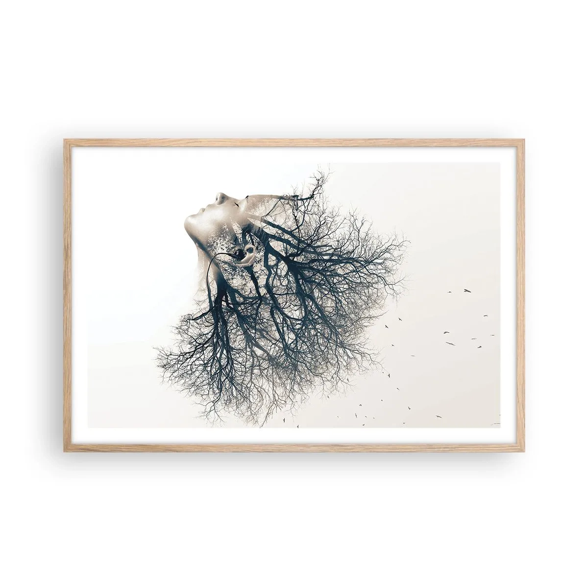 Affiche dans un chêne clair - Poster - Écouter le murmure des arbres - 91x61 cm