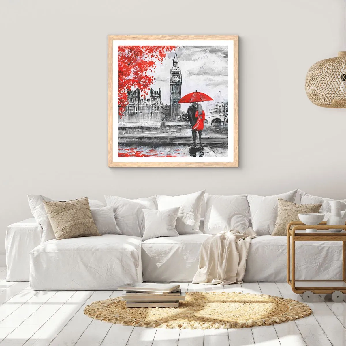 Affiche dans un chêne clair - Poster - Amoureux de Londres - 50x50 cm