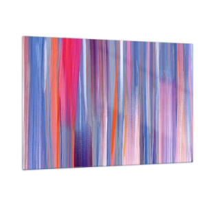 Impression sur verre - Image sur verre - Des stries verticales colorées dans des tons de rose, de violet et de bleu - 120x80cm - Ascension - Décoration murale moderne pour le salon et la chambre ARTTOR