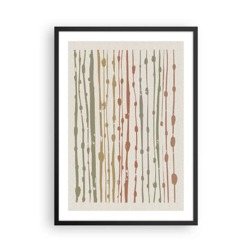 Affiche dans un cadre noir - Poster - Lignes verticales abstraites dans des tons naturels - 50x70cm - Notation musicale des couleurs - Décoration murale moderne pour le salon et la chambre ARTTOR