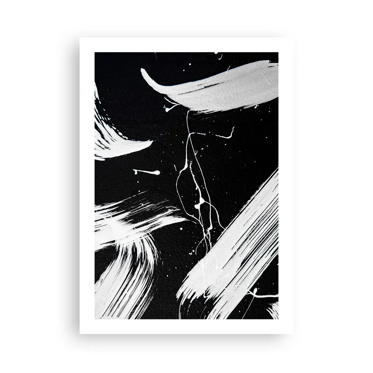 Affiche - Poster - Composition abstraite de coups de pinceau en noir et blanc - 50x70cm - Briser les ténèbres - Décoration murale moderne pour le salon et la chambre ARTTOR