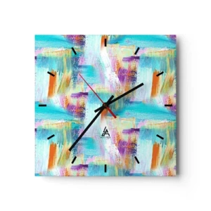 Horloge murale - Pendule murale - Abstraction colorée avec des coups de pinceau dynamiques - 30x30cm - Labyrinthe reluisant - Décoration murale moderne pour le salon et la chambre ARTTOR