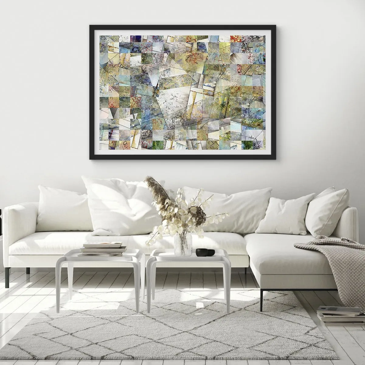 Affiche dans un cadre noir - Poster - Remaniement géométrique - 91x61 cm