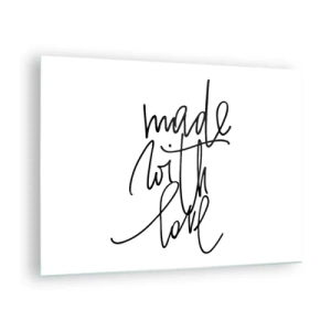 Impression sur verre - Image sur verre - Inscription minimaliste « Fait avec amour » - 70x50cm - La meilleure marque - Décoration murale moderne pour le salon et la chambre ARTTOR