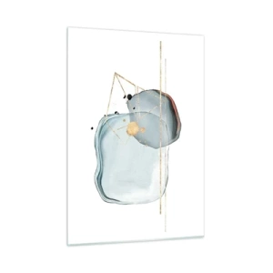 Impression sur verre - Image sur verre - Abstraction moderne avec des gouttes et des lignes géométriques dorées - 50x70cm - Etude des gouttes - Décoration murale moderne pour le salon et la chambre ARTTOR