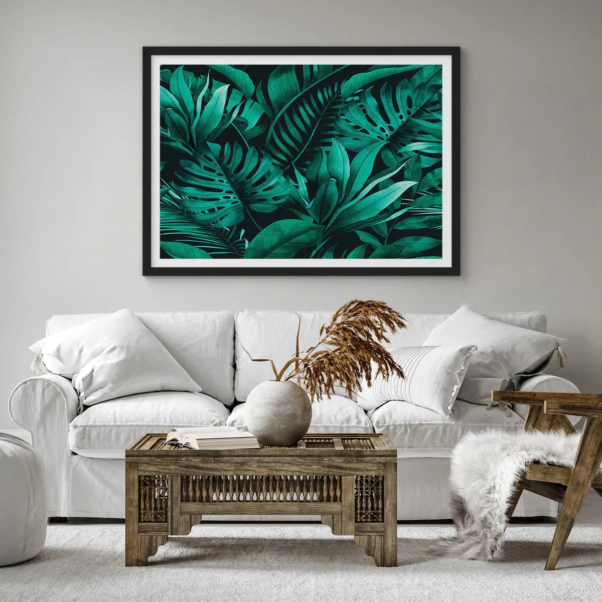 Affiche dans un cadre noir - Poster - Profondeur du vert tropical - 91x61 cm