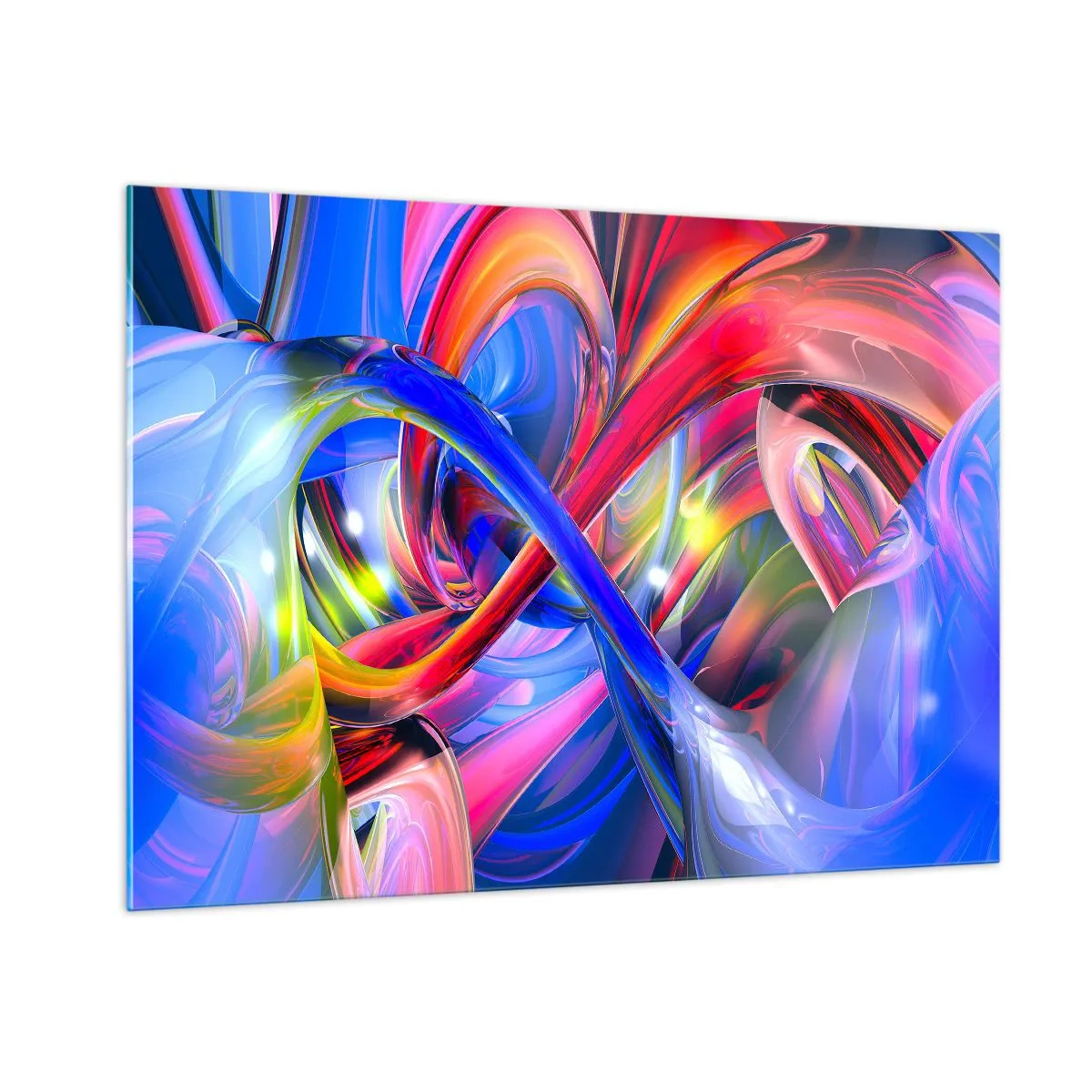 Impression sur verre - Image sur verre - Lignes abstraites et colorées et dynamiques énergiques - 100x70cm - La danse des nuances - Décoration murale moderne pour le salon et la chambre ARTTOR