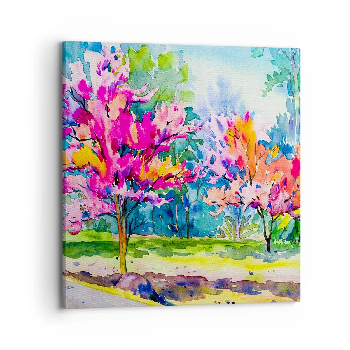 Impression sur toile - Image sur toile - Jardin arc-en-ciel à la lumière du printemps - 70x70 cm
