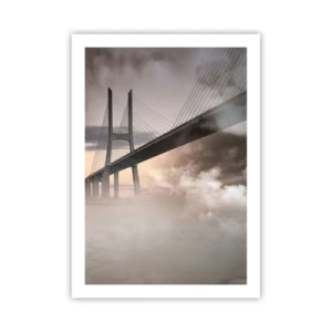 Affiche - Poster - Un pont dans le brouillard au lever du soleil - 50x70cm - Sur la rivière qui n'existe pas - Décoration murale moderne pour le salon et la chambre ARTTOR