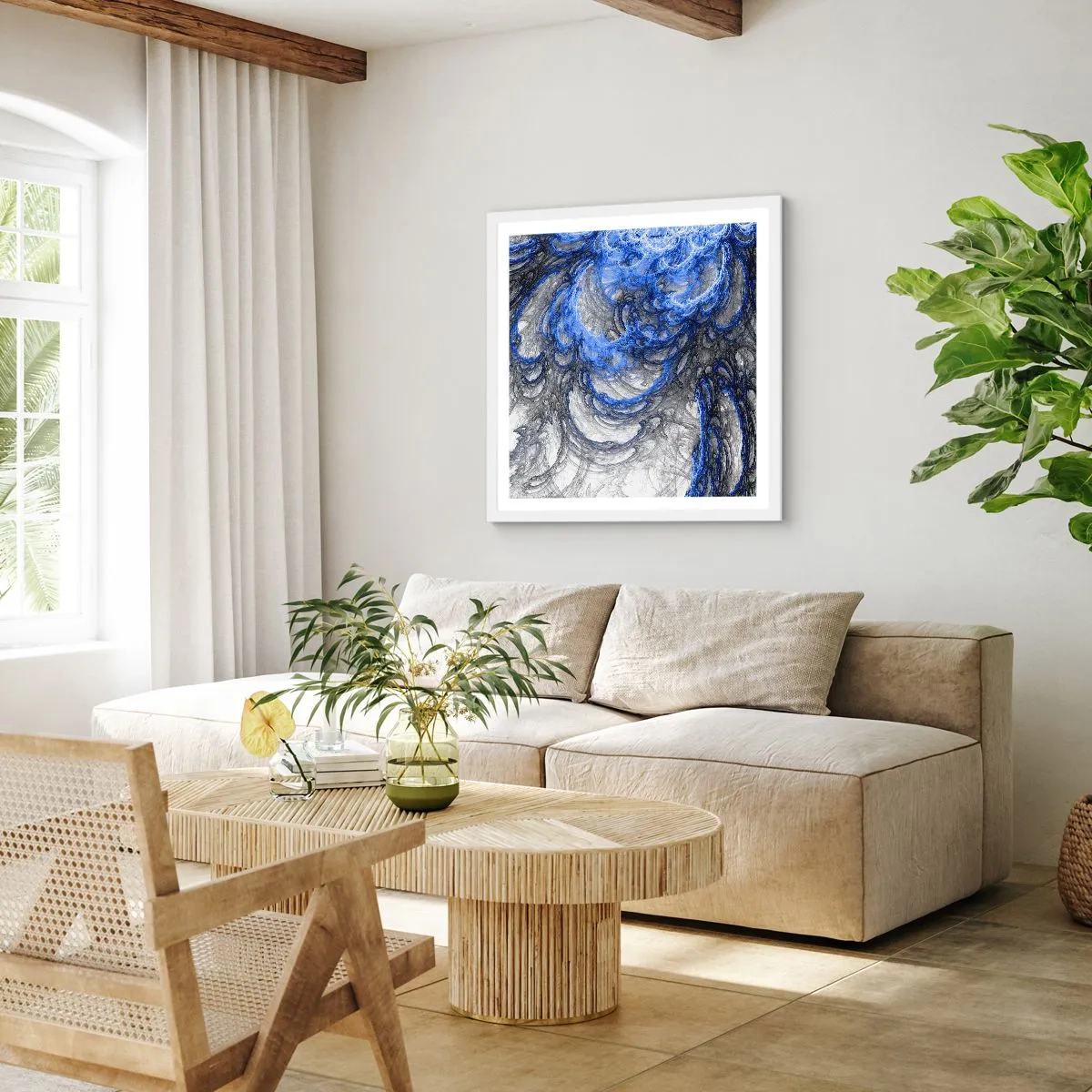 Affiche dans un cadre blanc - Poster - La naissance d'une vague - 50x50 cm