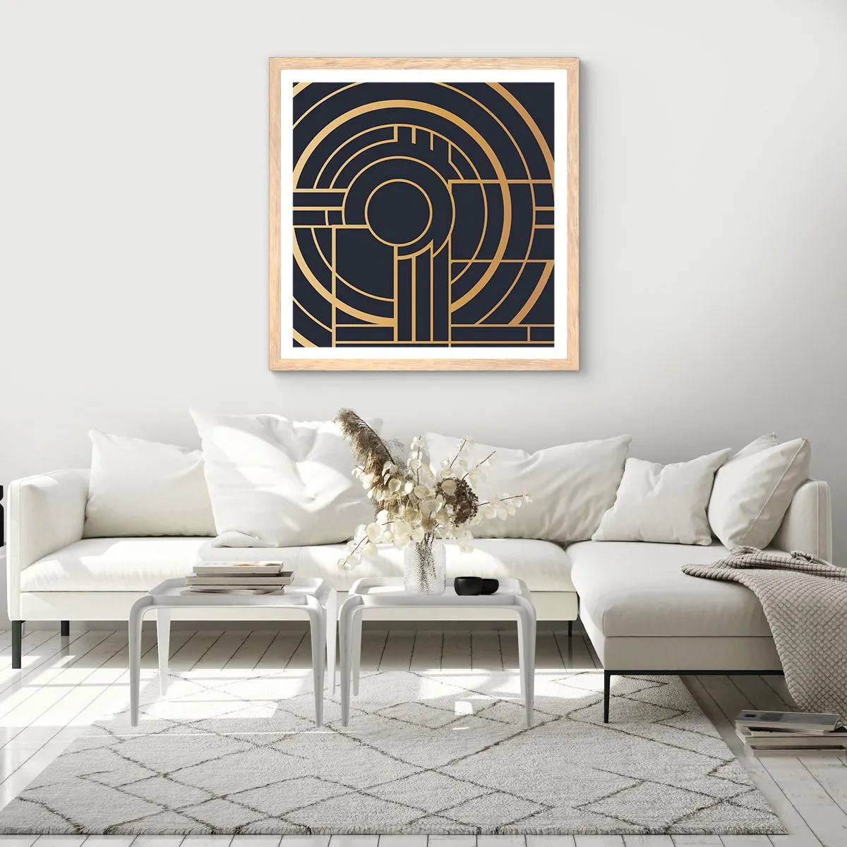 Affiche dans un chêne clair - Poster - Rotation des éléments - 30x30 cm