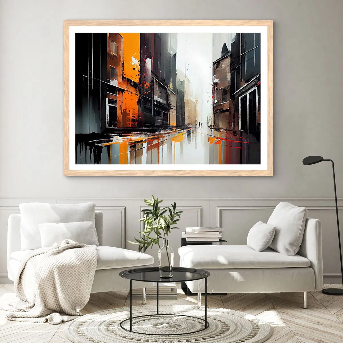 Affiche dans un chêne clair - Poster - Jour de pluie - 50x40 cm