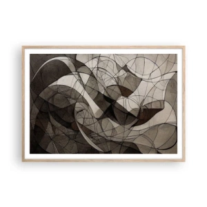 Affiche dans un chêne clair - Poster - Circulation des couleurs de la terre - 100x70 cm