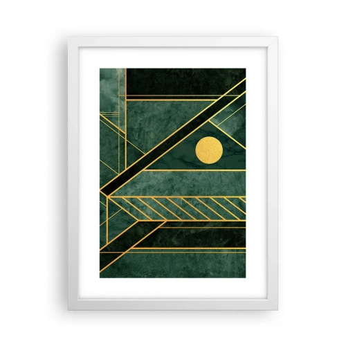 Affiche dans un cadre blanc - Poster - Dynamique or et azur - 30x40 cm