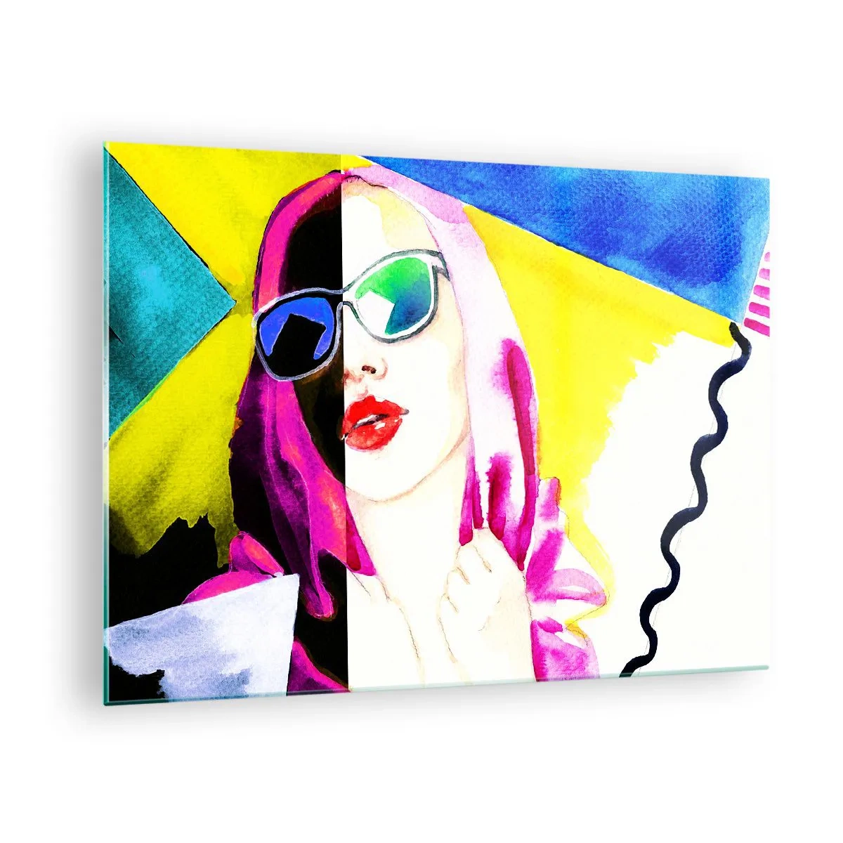 Impression sur verre - Image sur verre - Portrait d'une femme dans un style pop art coloré - 70x50cm - je ne suis pas blanche et je ne suis pas noire - Décoration murale moderne pour le salon et la chambre ARTTOR