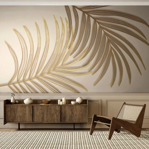 Papier Peint Photo Premium Sand - Palme d'or! - Abstraction, Feuille de palmier, Graphique - 500x350 cm