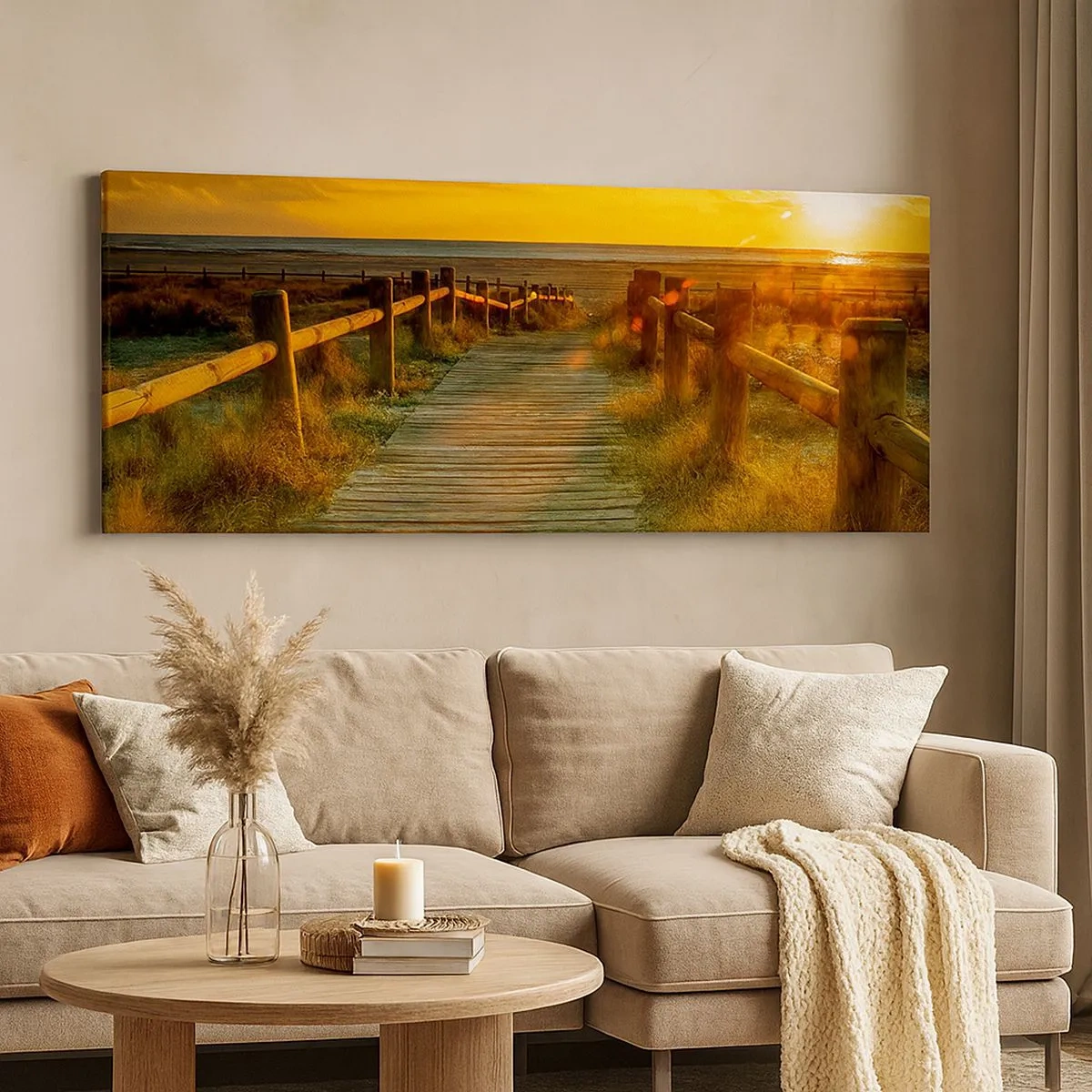 Impression sur toile - Image sur toile - Baigné dans le vieil or - 100x40 cm