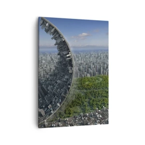 Impression sur toile - Image sur toile - Une ville dynamique avec une touche surréaliste - 50x70cm - La nature est éternelle - Décoration murale moderne pour le salon et la chambre ARTTOR
